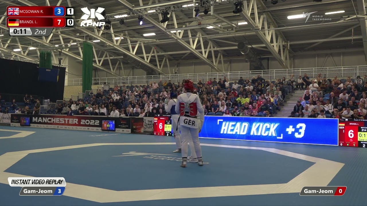 214 R-16 W+67kg 🔵 MCGOWAN Rebecca GBR vs 🔴 BRANDL Lorena GER I Manchester 2022 World Taekwondo GP