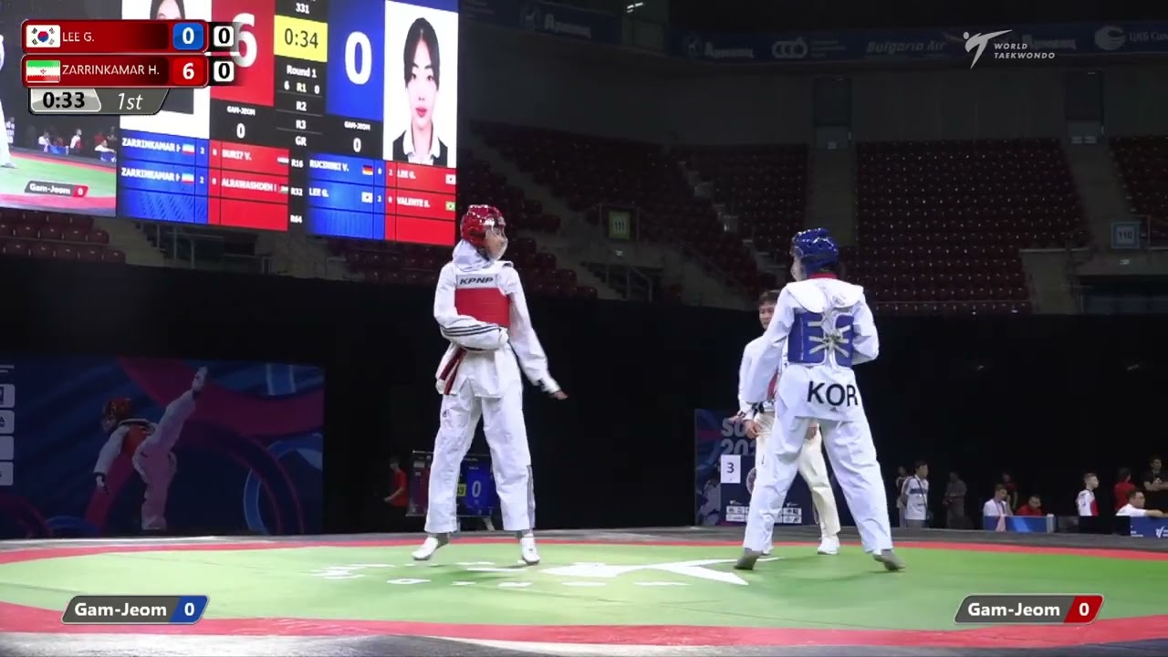 331 Quarter Final Girls 59kg KOR LEE Gaeun IRI ZARRINKAMAR ROUDBARI Hana