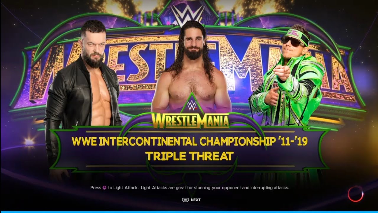Balor vs Rollins vs Miz. WrestleMania 34. WWE 2K23