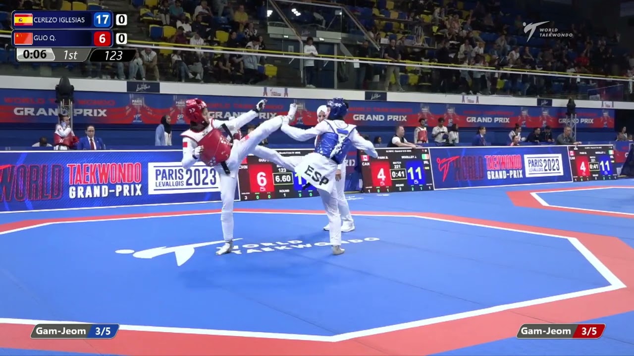 123 Quarterfinals WOMEN W 49KG ESP CEREZO IGLESIAS CHN GUO Q background