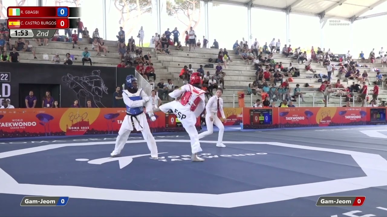225 W-67kg QF GBAGBI Ruth CIV ๐ต vs ๐ด CASTRO BURGOS Cecilia ESP I Rome 2022 World Taekwondo GP