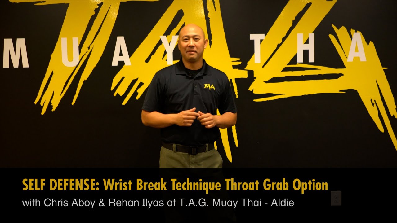 SELF DEFENSE: Wrist Break Technique Throat Grab Option with Chris Aboy & Rehan Ilyas