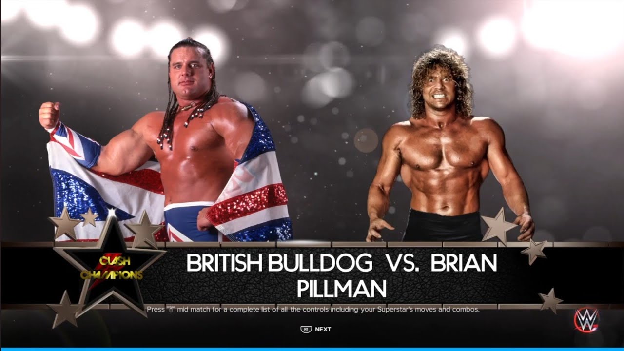 British Bulldog vs Brian Pillman. WCW Clash of Champions. WWE 2K23 background