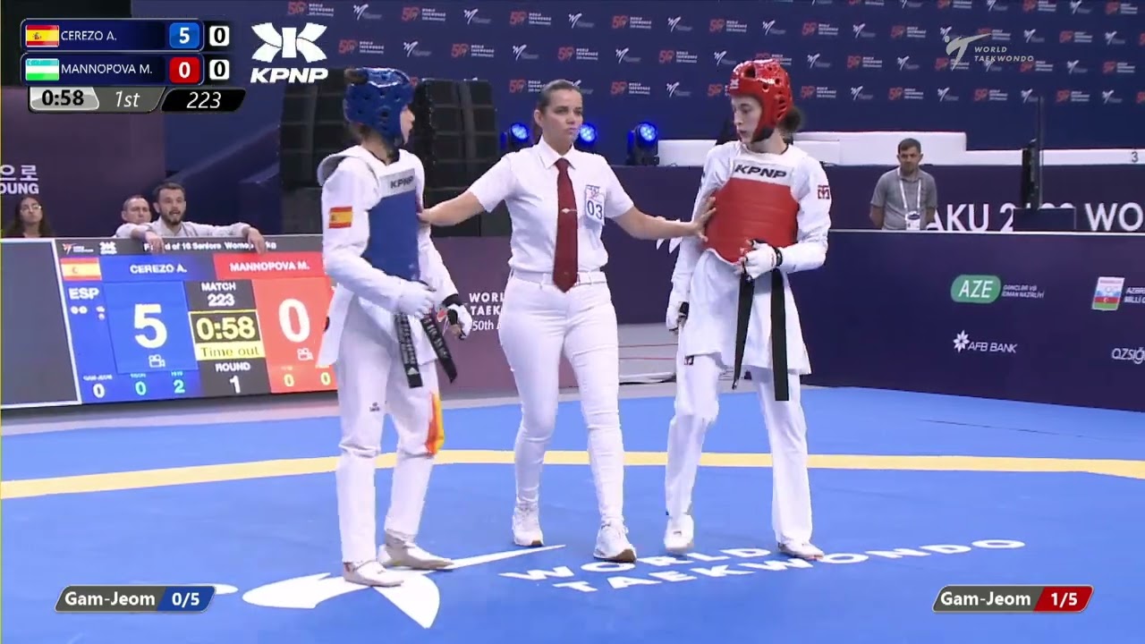 223 R16 Women 49kg ESP CEREZO A UZB MANNOPOVA M background