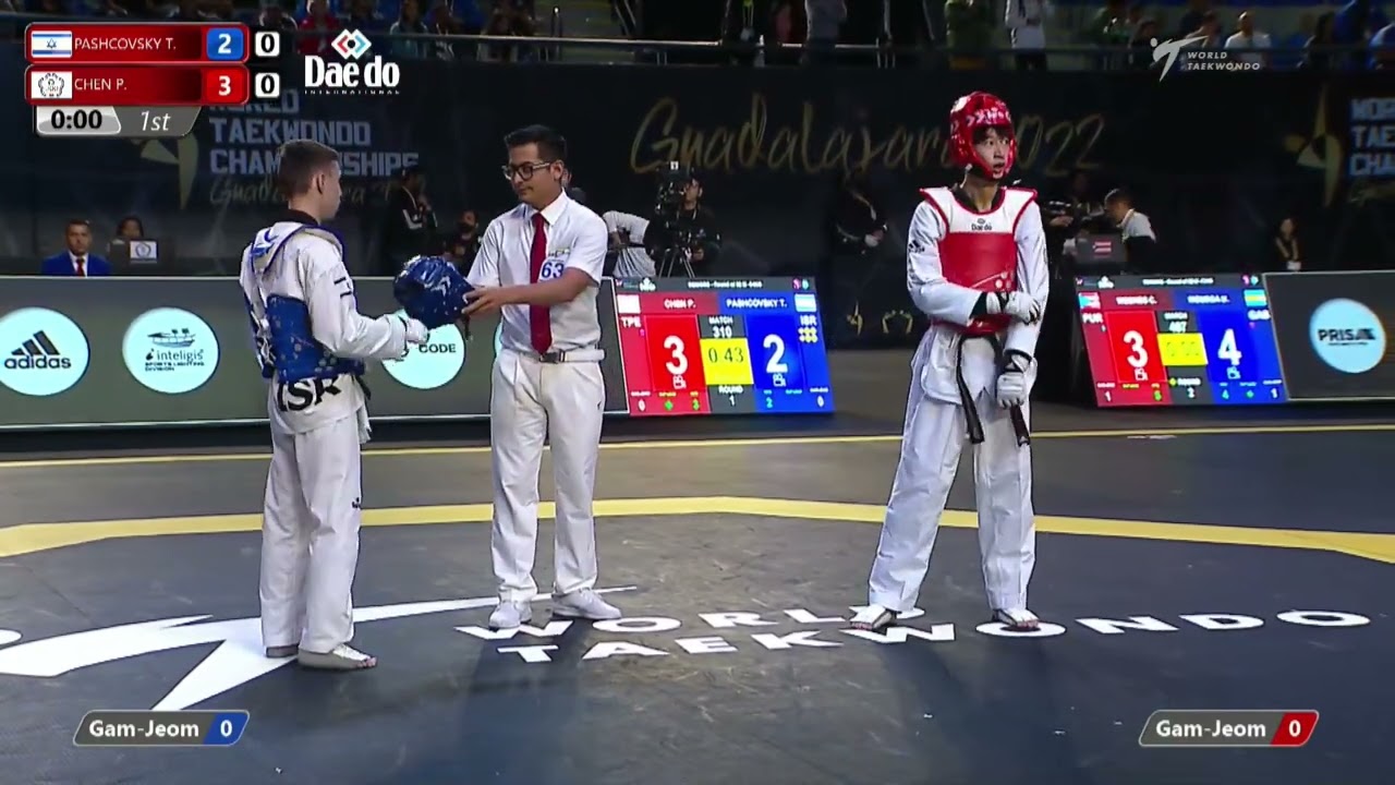 310 M-54kg R-32 PASHCOVSKY Tom ISR 🔵 vs 🔴 CHEN Po-yen TPE I Guadalajara 2022 WT Championships