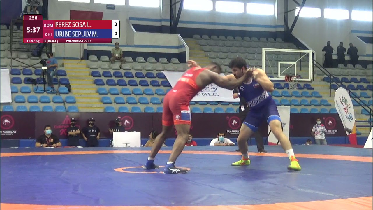 Round 3 FS - 97 kg: L. PEREZ SOSA (DOM) v. M. URIBE SEPULV (CHI) background