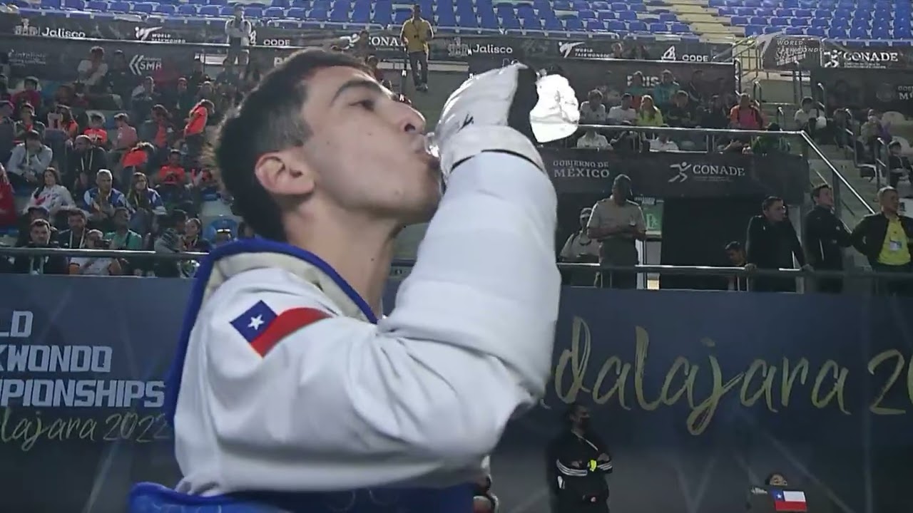 408 M-68kg R-64 MORALES I. CHI 🔵 vs 🔴 LALOAN S. J. HAI I Guadalajara 2022 WT Championships background