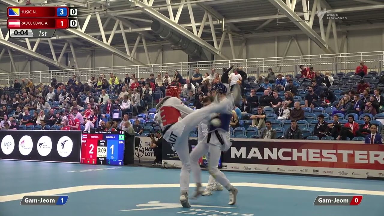 306 R-32 M-80kg 🔵 HUSIC Nedzad BIH vs 🔴 RADOJKOVIC Aleksandar AUT I Manchester 2022 WT GP