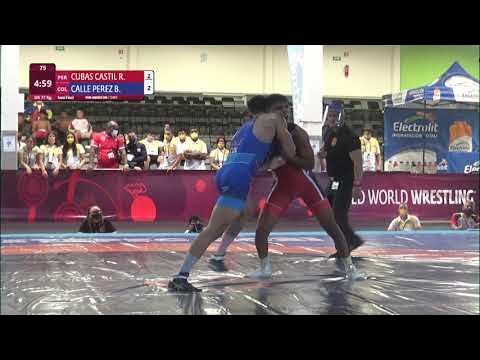 1/2 GR - 77 kg: R. CUBAS CASTIL (PER) v. B. CALLE PEREZ (COL) background