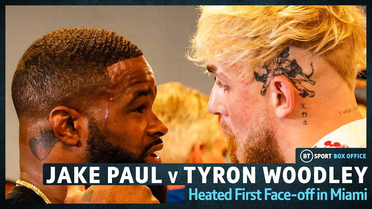 Jake Paul and Tyron Woodley Heated Miami Face-Off! background