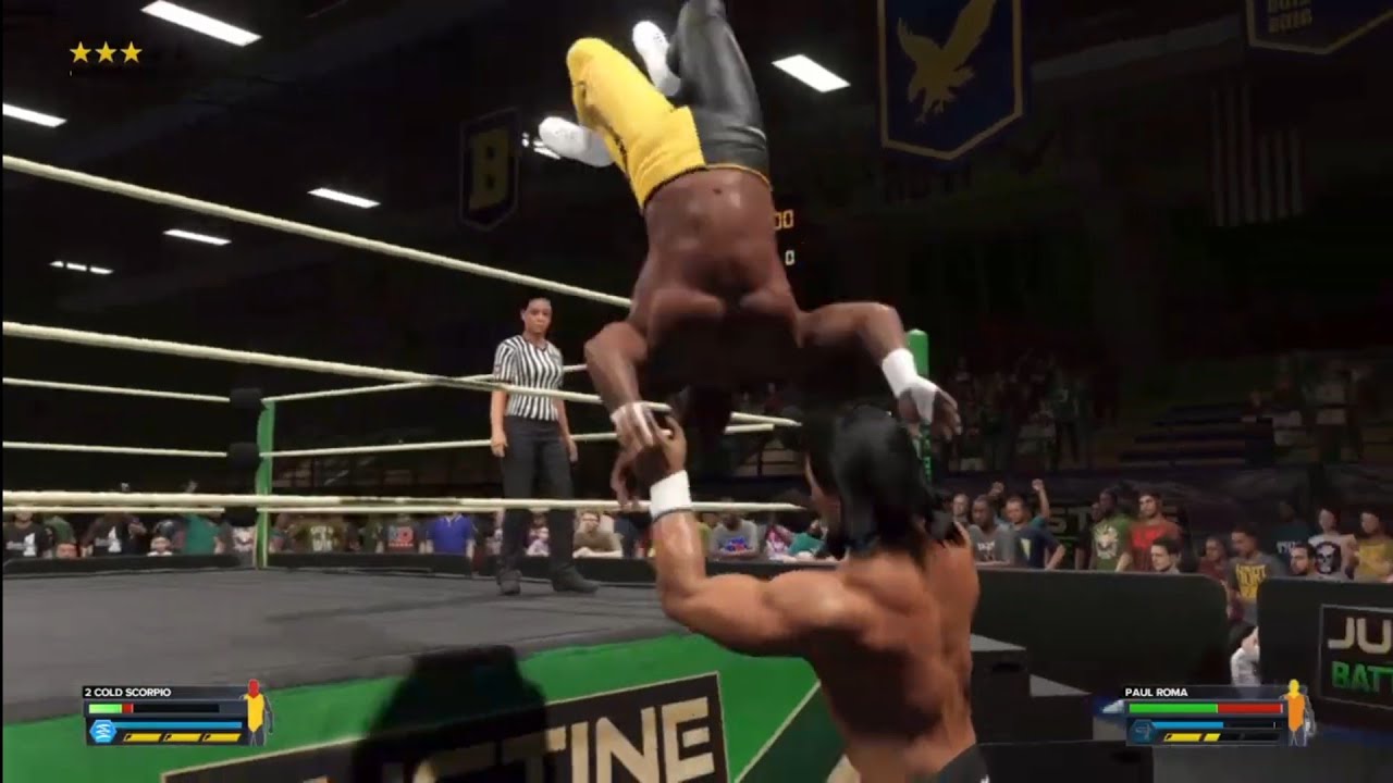 Heroes of Wrestling. 2 Cold Scorpio vs Paul Roma. WWE 2K23 backdrop