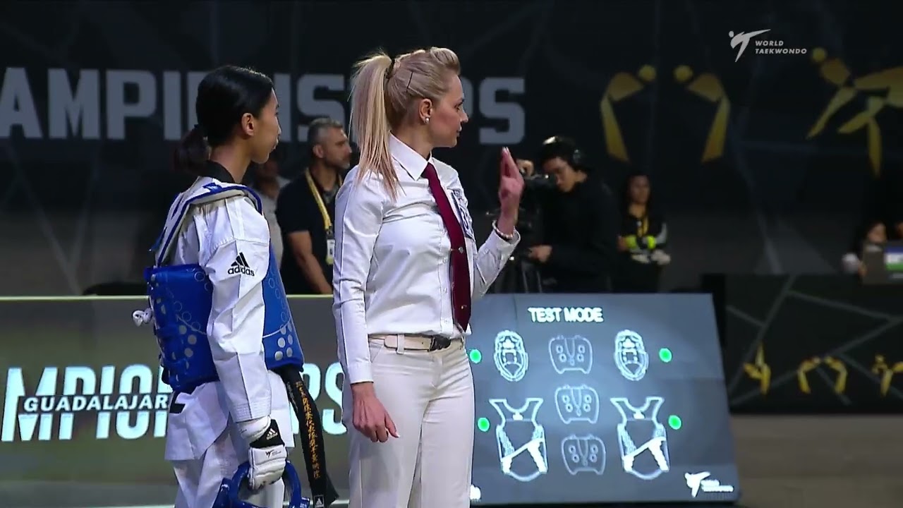 212 W-46kg R-32 HUANG Ying hsuan TPE 🔵 vs 🔴 SANCHO Laura CRC I Guadalajara 2022 WT Championships background