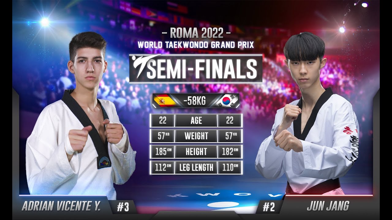 229 M-58kg SF VICENTE YUNTA Adrian ESP 🔵 vs 🔴 JANG Jun KOR I Rome 2022 World Taekwondo GP background