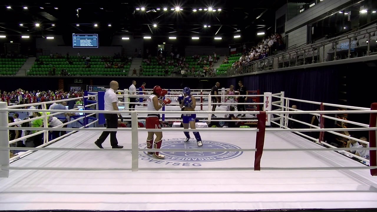 Bilge Su Gurel v Natalija Savic WAKO European Championships 2019 backdrop