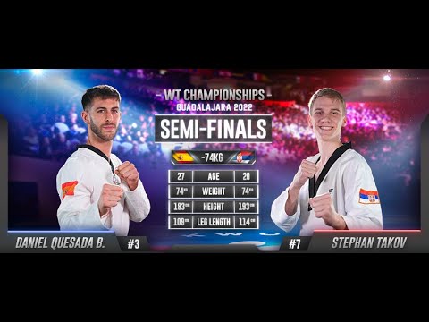 125 M-74kg SF QUESADA BARRERA Daniel ESP 🔵 vs 🔴 TAKOV Stefan SRB I Guadalajara 2022 WT Championships