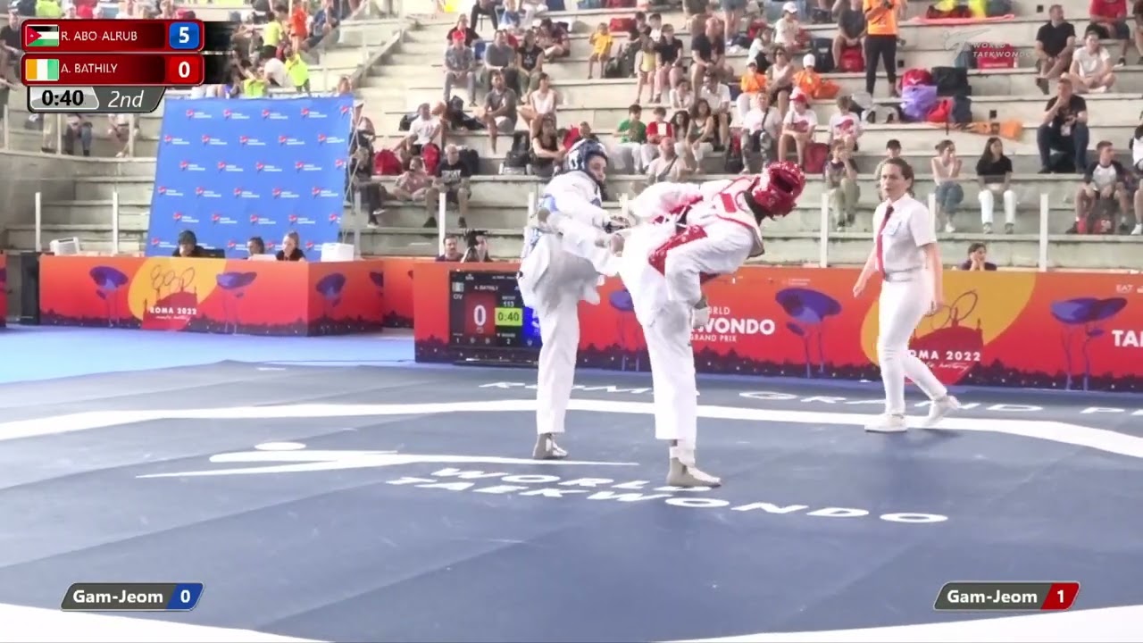 113 W+67kg R-32 ABO-ALRUB Rama JOR 🔵 vs 🔴 BATHILY Astan katherine feghe CIV I Rome 2022 WT GP background