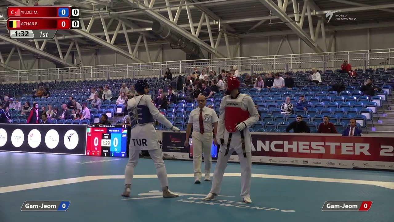 301 R-32 M-80kg 🔵 YILDIZ Muhammed emin TUR vs 🔴 ACHAB Badr BE I Manchester 2022 World Taekwondo GP