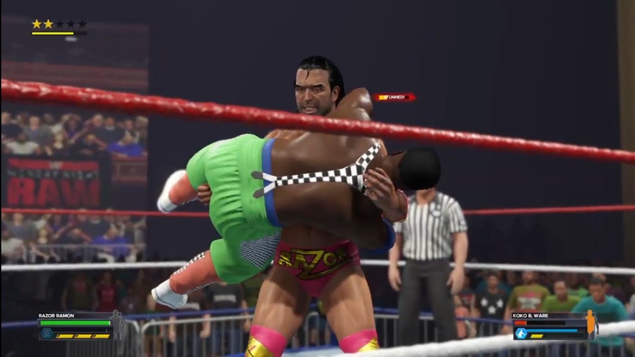 Razor Ramon vs Koko B Ware. Monday Night Raw. WWE 2K23 background