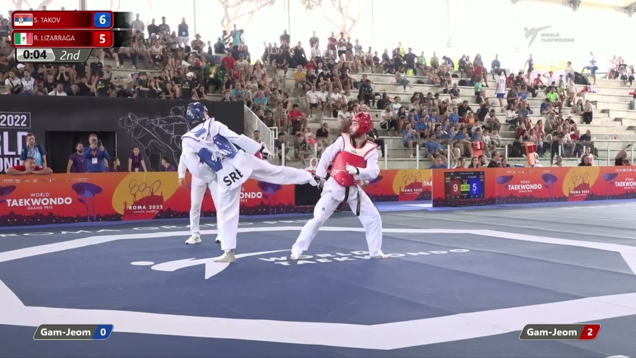 210 M-80kg R-32 TAKOV Stefan SRB 🔵 vs 🔴 LIZARRAGA Rene MEX I Rome 2022 World Taekwondo GP