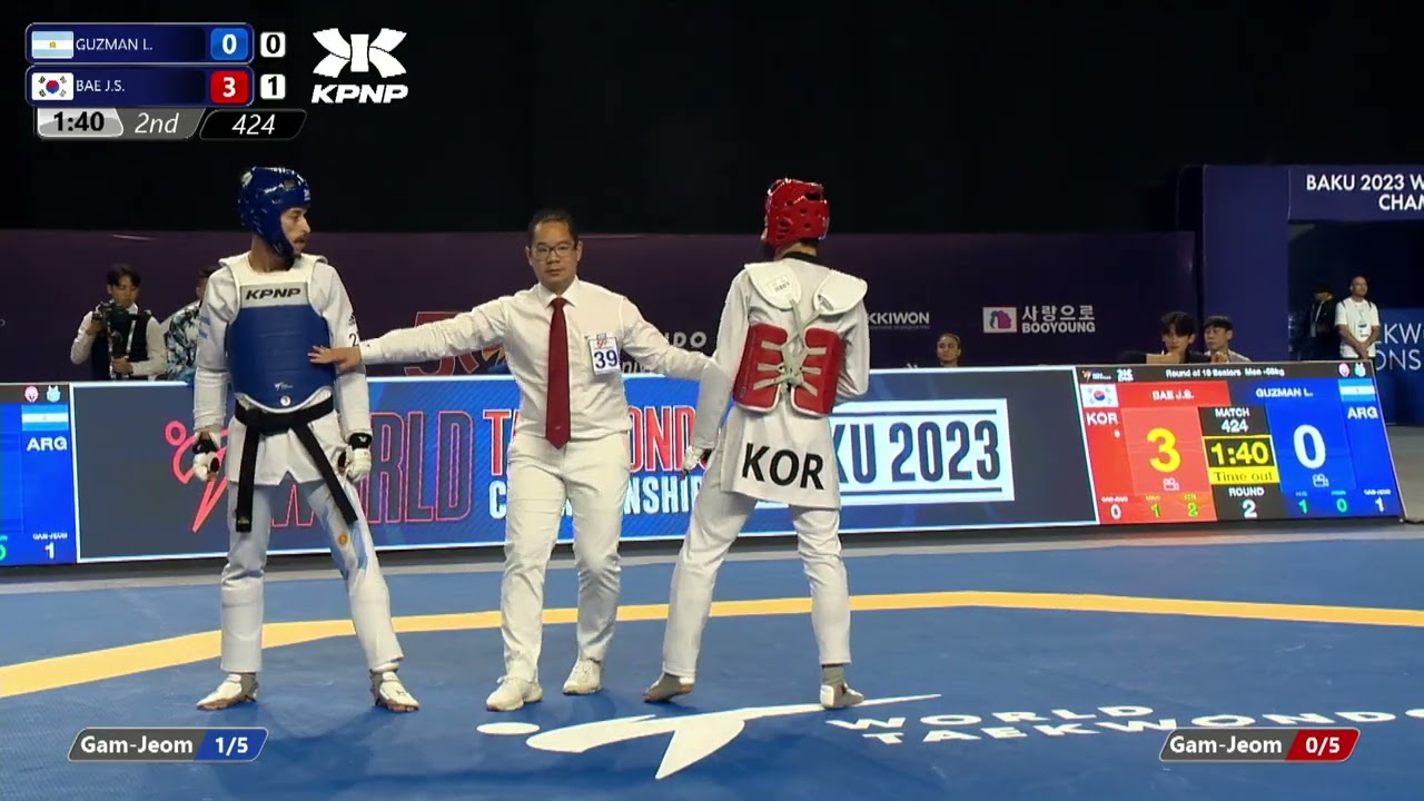 424 R16 Men 58kg ARG GUZMAN L KOR BAE J S background