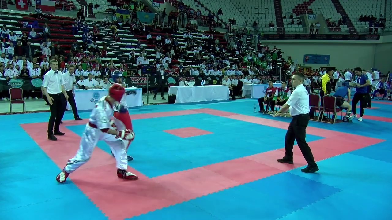 Juan David Pintado Benitez v Hakan Karakus WAKO World Championships 2019 backdrop
