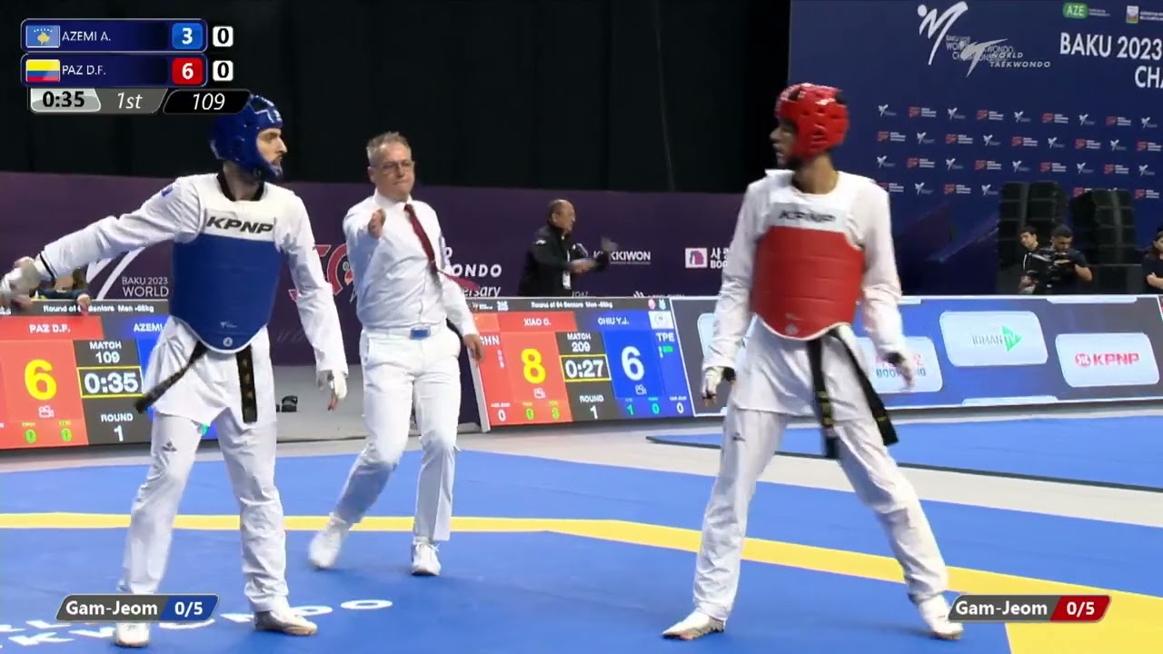 109 R64 Men 68kg KOS AZEMI A COL PAZ D F background