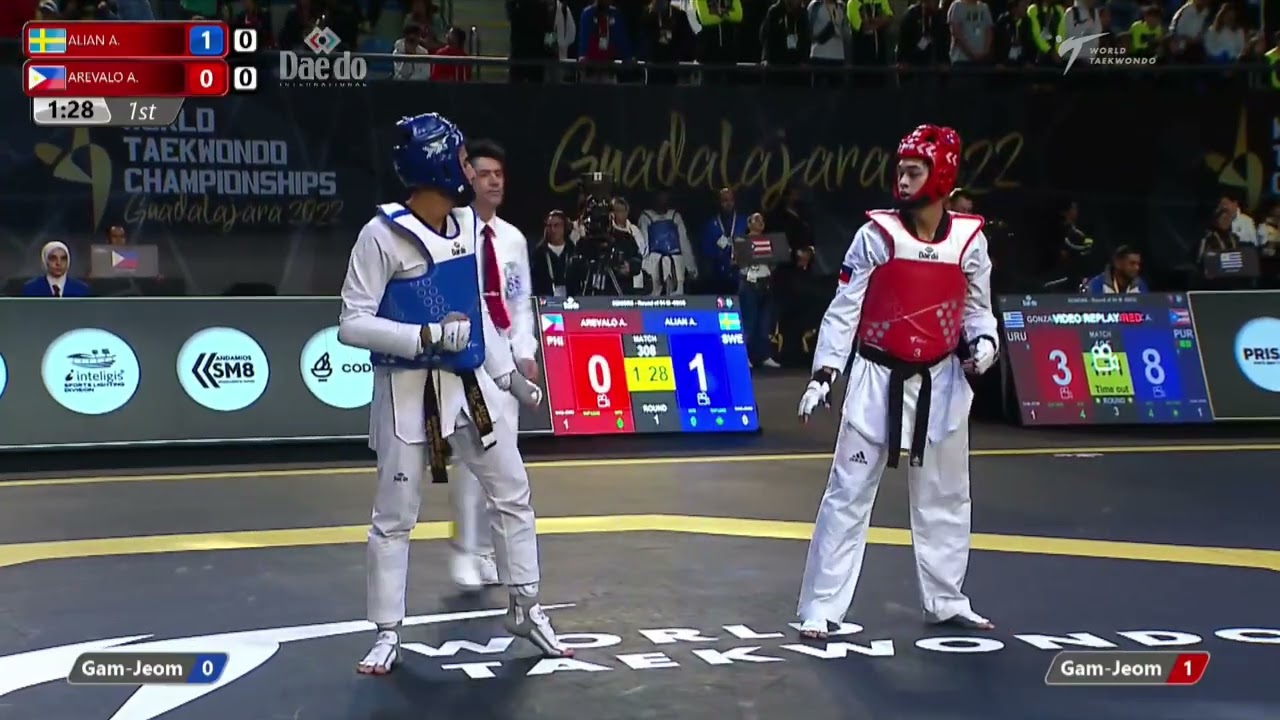 308 M-68kg R-64 ALIAN Ali SWE 🔵 vs 🔴 AREVALO Alfritz PHI I Guadalajara 2022 WT Championships