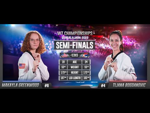 101 W-53kg SF GREENWOOD Makayla USA 🔵 vs 🔴 BOGDANOVIC Tijana SRB I Guadalajara 2022 WT Championships