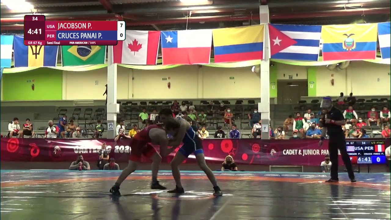 1/2 GR - 67 kg: P. JACOBSON (USA) v. P. CRUCES PANAI (PER) background
