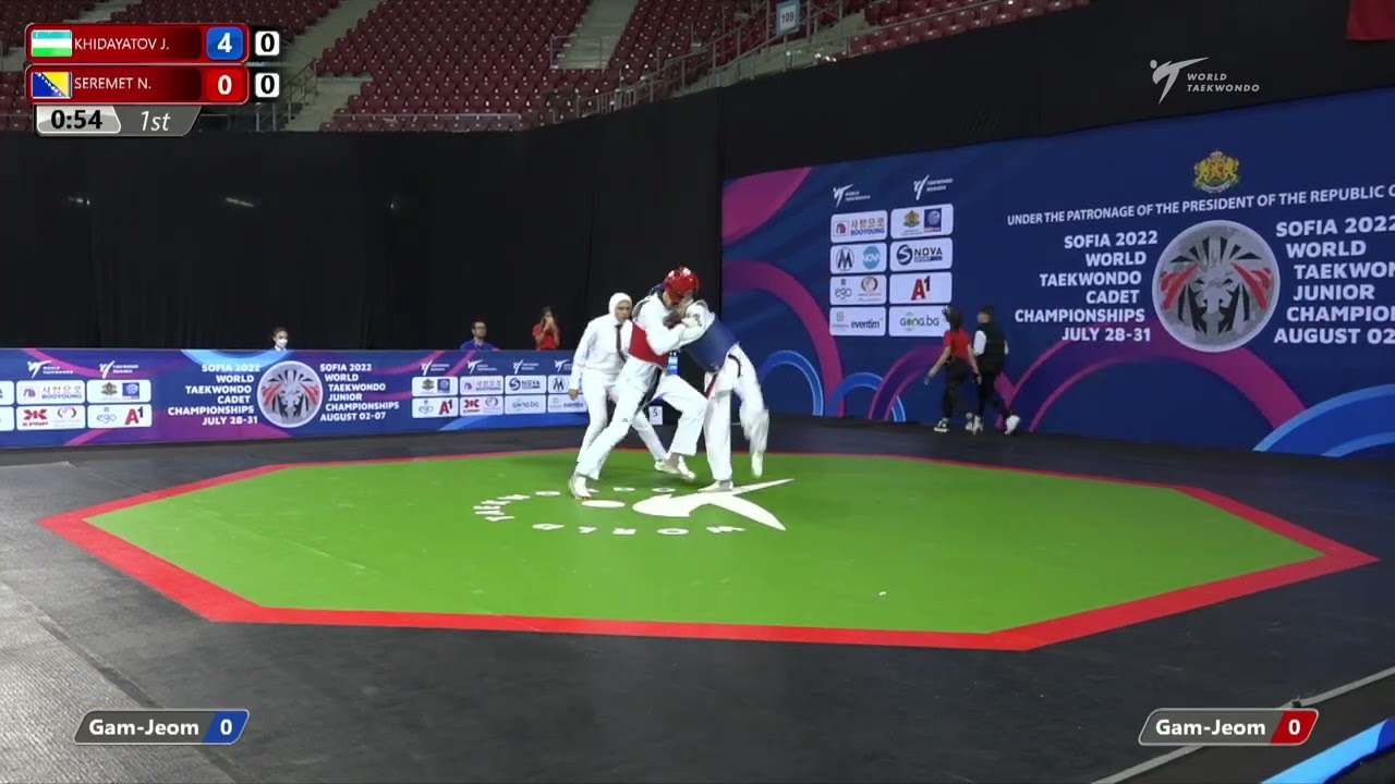 522 Quarter final Boys +65kg UZB KHIDAYATOV J BIH SEREMET N
