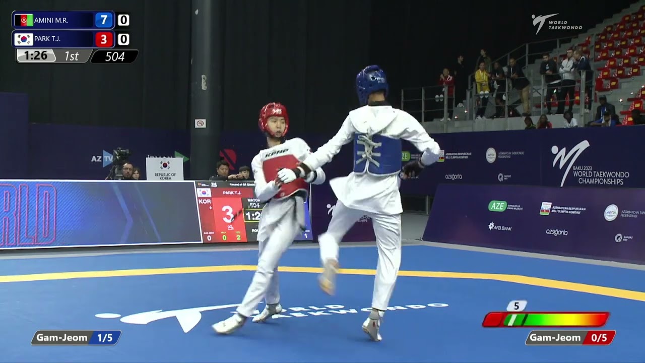 504 R64 Men 54kg AFG AMINI M R KOR PARK T J background