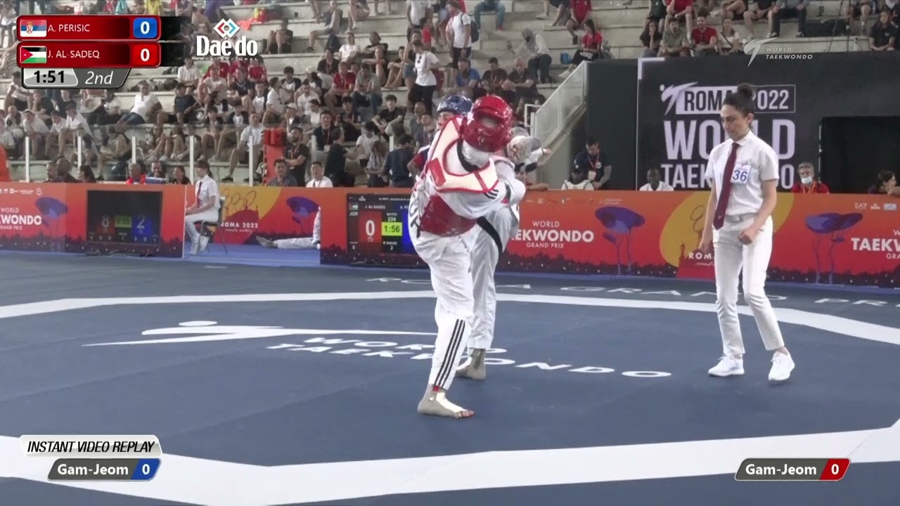 224 W-67kg QF PERISIC Aleksandra SRB ЁЯФ╡ vs ЁЯФ┤ AL-SADEQ Julyana JOR I Rome 2022 World Taekwondo GP background