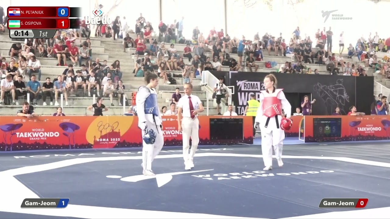 110 W+67kg R-32 PETANJEK Nika CRO ๐ต vs ๐ด OSIPOVA Svetlana UZB I Rome 2022 World Taekwondo GP