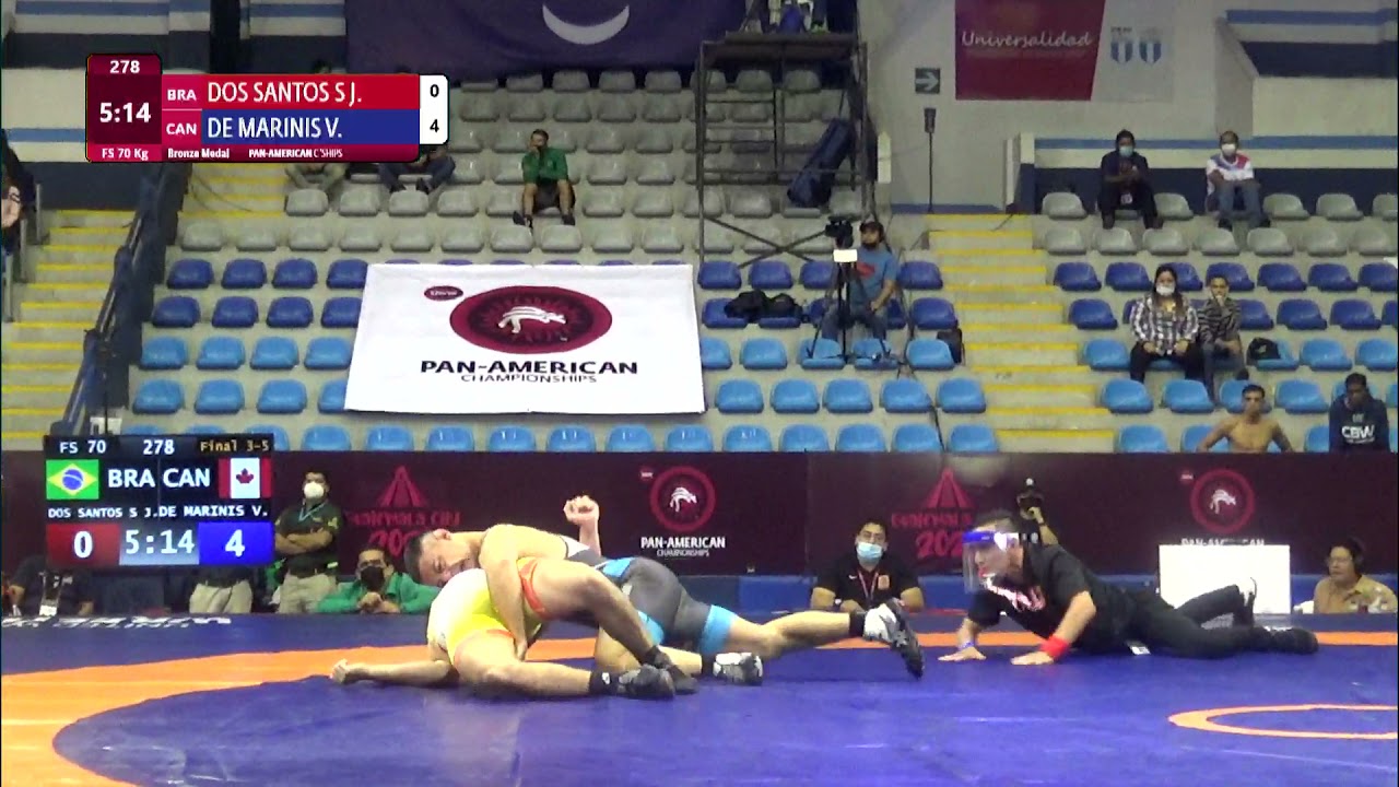 BRONZE FS - 70 kg: J. DOS SANTOS S (BRA) v. V. DE MARINIS (CAN) background