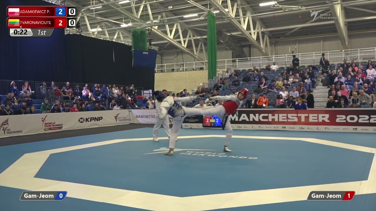 119 R-16 W-57kg 🔵 ADAMKIEWICZ Patrycja POL vs 🔴 TVARONAVICIUTE Klaudija LTU I Manchester 2022 WT GP