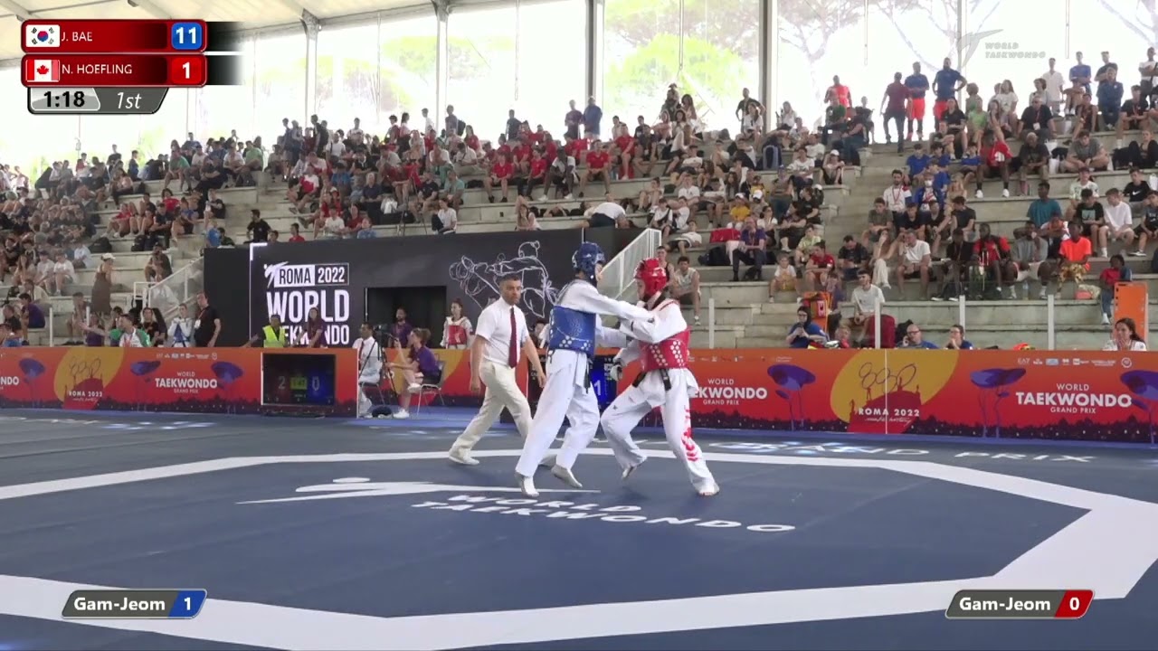311 M-58kg R-32 BAE Jun-seo KOR 🔵 vs 🔴 HOEFLING Nicholas CAN I Rome 2022 World Taekwondo GP