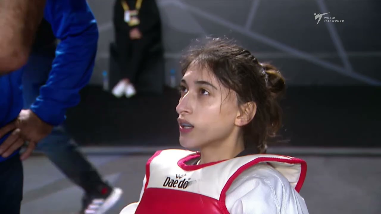 416 W-46kg R-16 POURYOUNES Dina RTA 🔵 vs 🔴 AKBAROVA Minaya AZE I Guadalajara 2022 WT Championships background