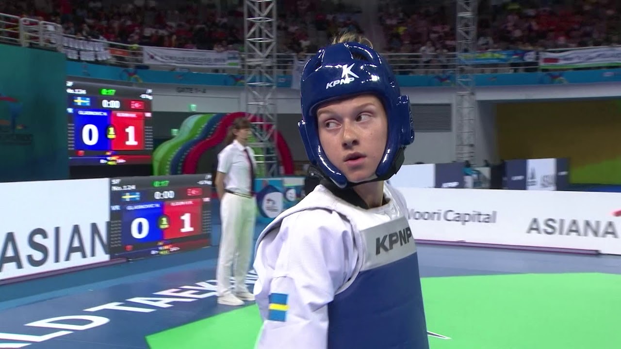 2017 Muju World Championships W 57kg Semi final GLASNOVIC Nikita SWE VS ILGUN Hatice Kubra TUR background