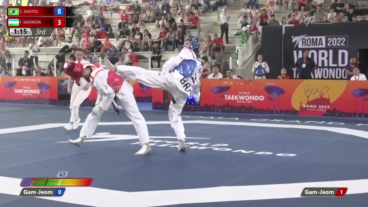 221 W-67kg R-16 SANTOS Caroline BRA 🔵 vs 🔴 SADIKOVA Feruza UZB I Rome 2022 World Taekwondo GP