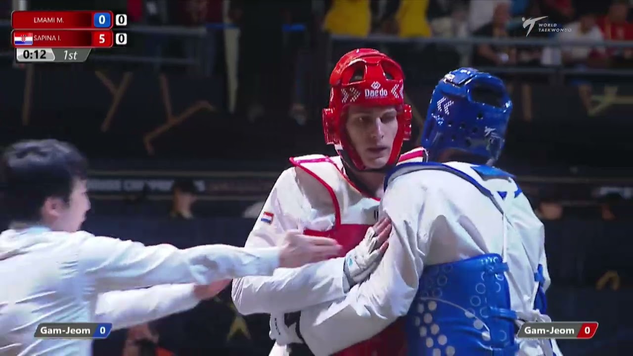 511 M-87kg R-32 EMAMI Mohammad RTA 🔵 vs 🔴 SAPINA Ivan CRO I Guadalajara 2022 WT Championships background