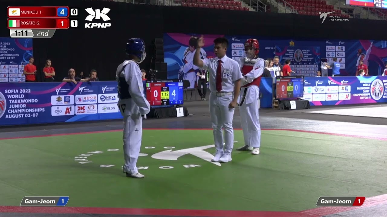 131 Round of 16 Boys 53kg CYP MENIKOU Theodosis ITA ROSATO Gabriele