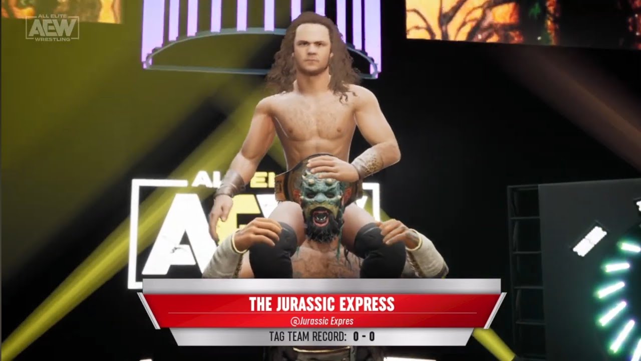 FTR vs The Jurassic Express. AEW: Fight Forever backdrop