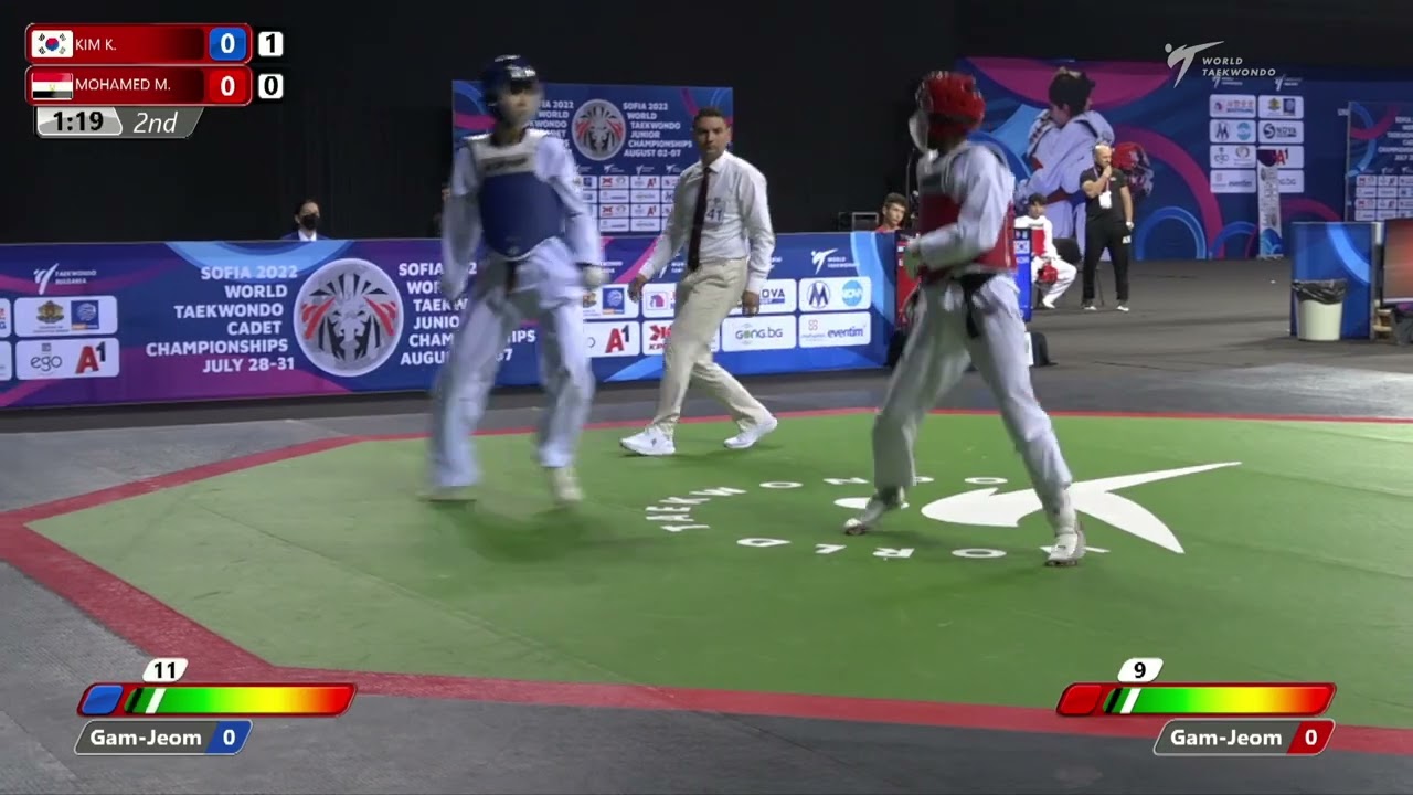 128 Quarter final Boys 57kg KOR KIM K EGY MOHAMED M