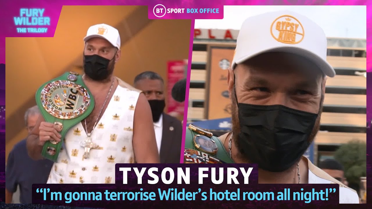 "I'm going to terrorise Wilder's hotel room all night!" Tyson Fury Grand Arrivals interview background
