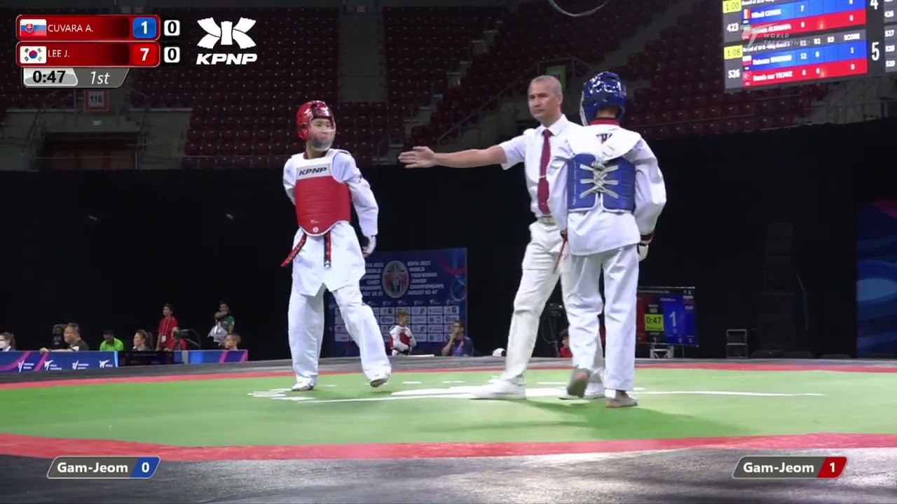 323 Round of 32 Boys 53kg SVK CUVARA Aaron KOR LEE Junhyuk background