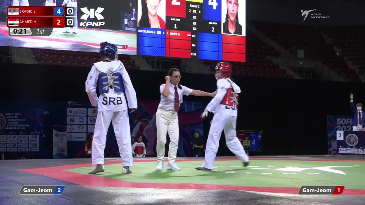 327 Round of 16 Girls 59kg SRB BRADIC Elena EGY AHMED MOUSTAF ABU EL NASR Hana background