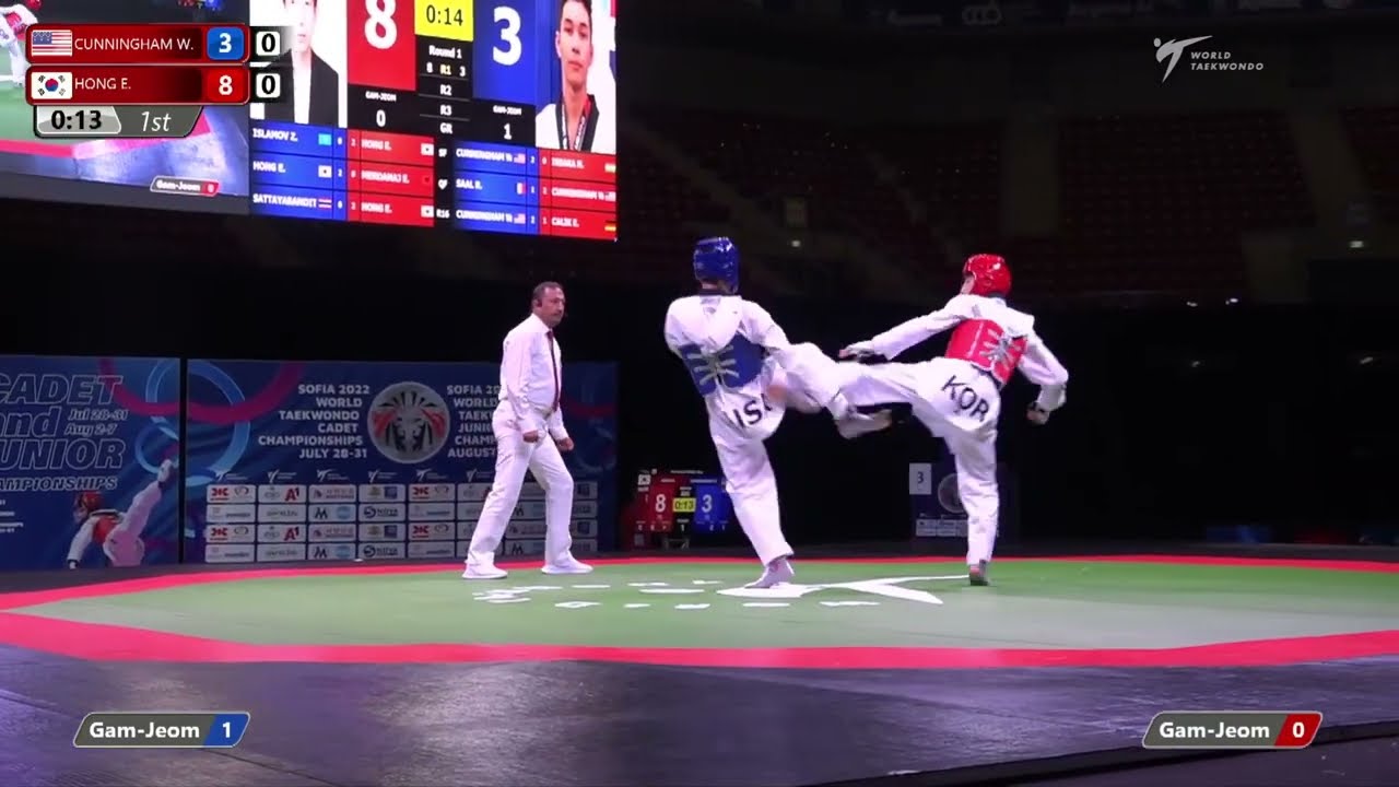 333 F Men 55kg USA CUNNINGHAM W KOR HONG E background