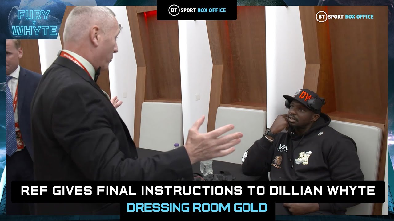 Amazing behind the scenes access: Ref gives Dillian Whyte final instructions before Tyson Fury fight background