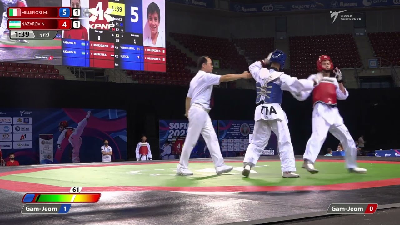 323 Quarter final Men 63kg ITA MILLEFIORI M UZB NAZAROV N background