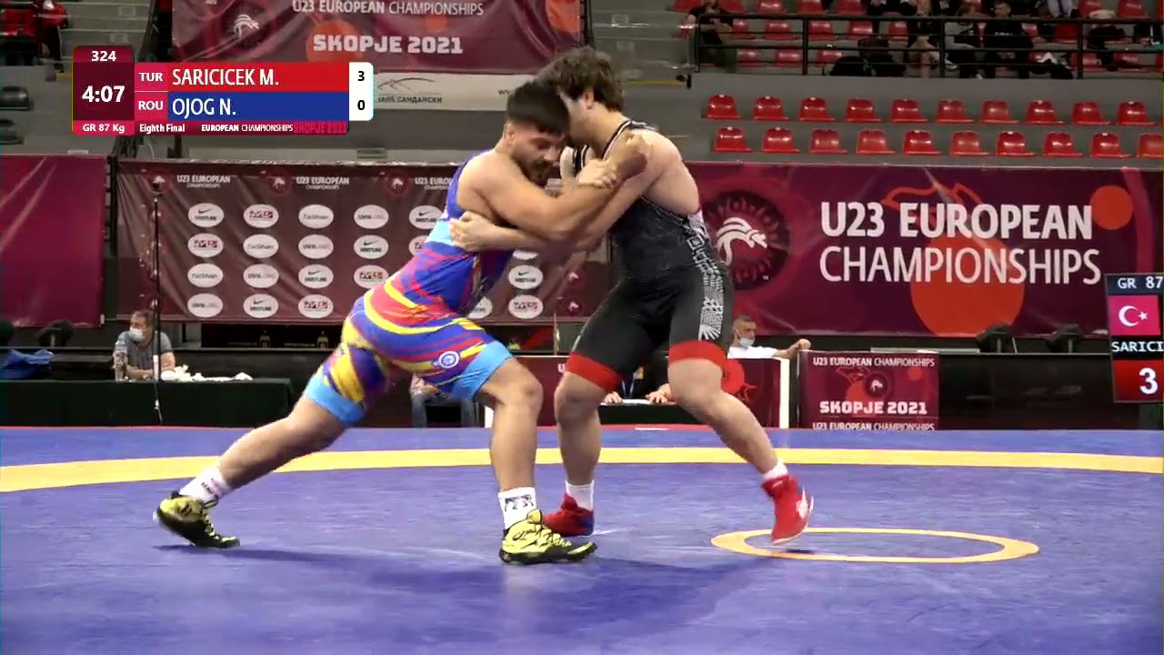 1/8 GR - 87 kg: M. SARICICEK (TUR) v. N. OJOG (ROU) background